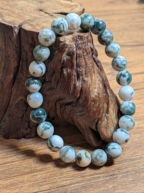 Tree Agate 8mm Crystal Bracelet